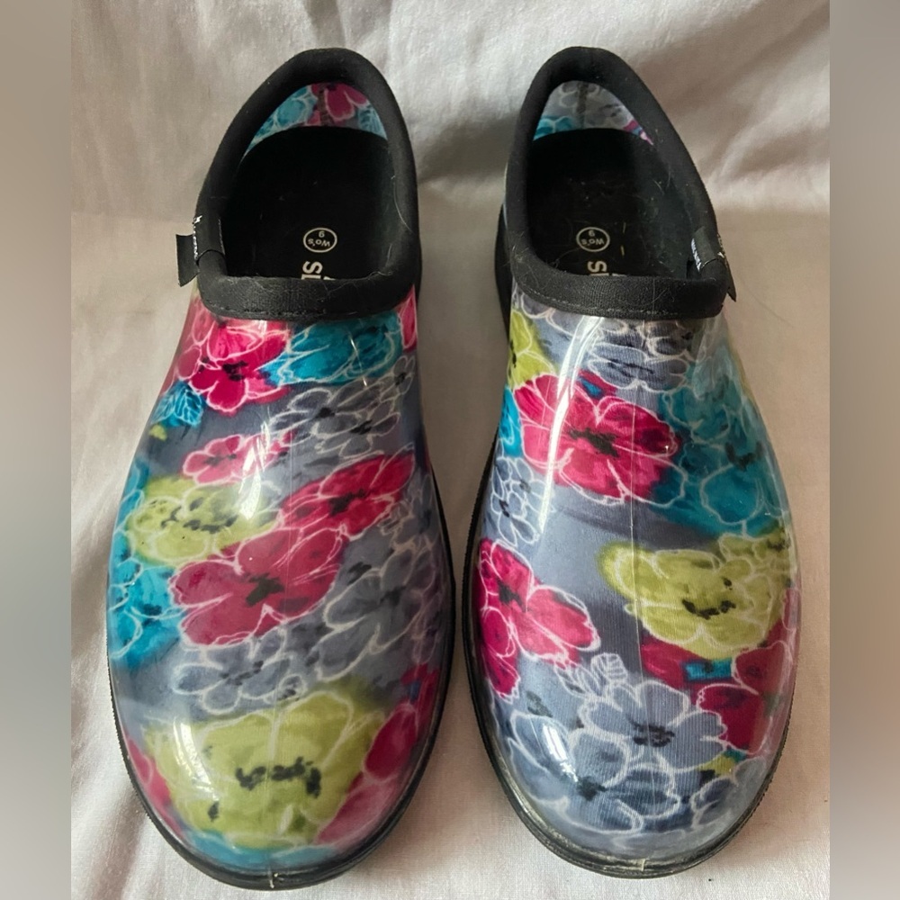 Sloggers Boots Gardening Shoes Womens 9 Floral Slip On Waterproof USA
